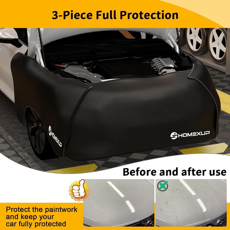 HOMEXUP 3-Piece Magnetic Fender Covers for Mechanics - 25 Strong Magnets & 7 Hooks - Dual-Layer Car Fender Protector Mats, Waterproof, Universal Fit for Sedans, Station Wagons with Storage Bag（Size L） - Image 2